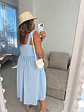 Блакитний літній сарафан із жатого батисту батал, фото 3