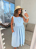 Блакитний літній сарафан із жатого батисту батал, фото 4