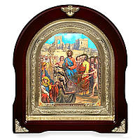 Ікона Вхід Господа до Єгипту, лік 15х18 см, у темному дерев'яному кіоті, арка