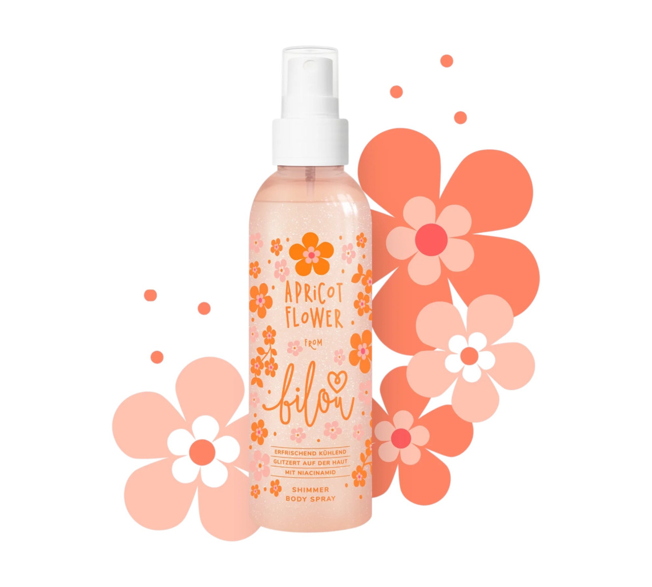 Спрей для тіла з шиммером Bilou Apricot Flower 150 мл, фото 1
