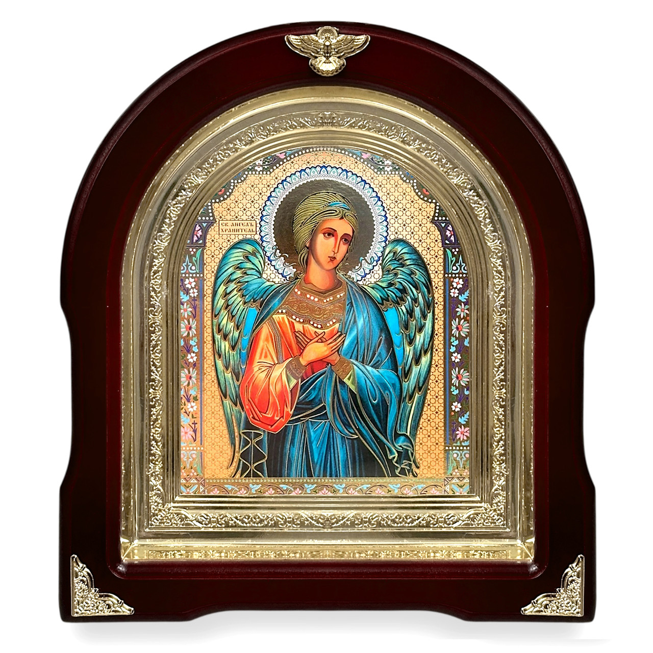 Ікона Ангел Хранитель, лік 15х18 см, у темному дерев'яному кіоті, арка, фото 1