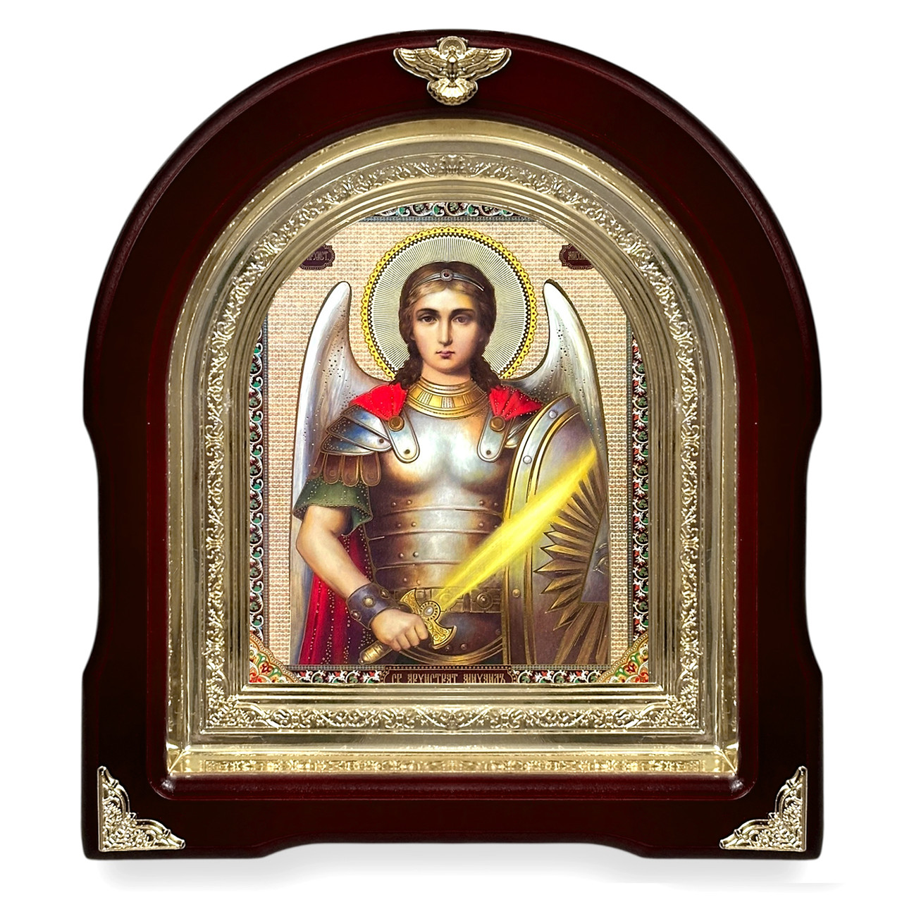 Іконаапреміра Михайла
лік 15х18 см, у темному дерев'яному кіоті, арка, фото 1