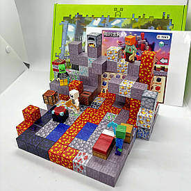 Магнітний 3D конструктор 143 деталі + 4 фігурки MY PLANET / Магнітні блоки в стилі Minecraft