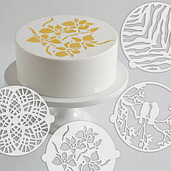 Круглі трафарети набір 4 шт, для тортів 200 мм (420х420) 0,5мм