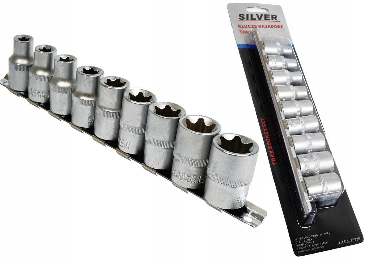 Головки Torx 9 Шт Е10-Е24 Silver S10630 9 Шт Е10-Е24 Silver, фото 1
