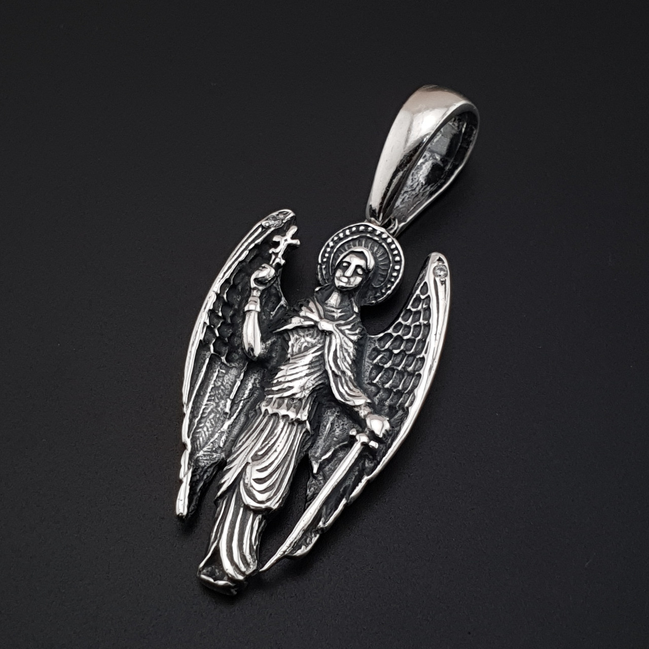Чоловічий срібний кулон Архангел Михаїл. Підвіс зі срібла 925 проби, фото 1