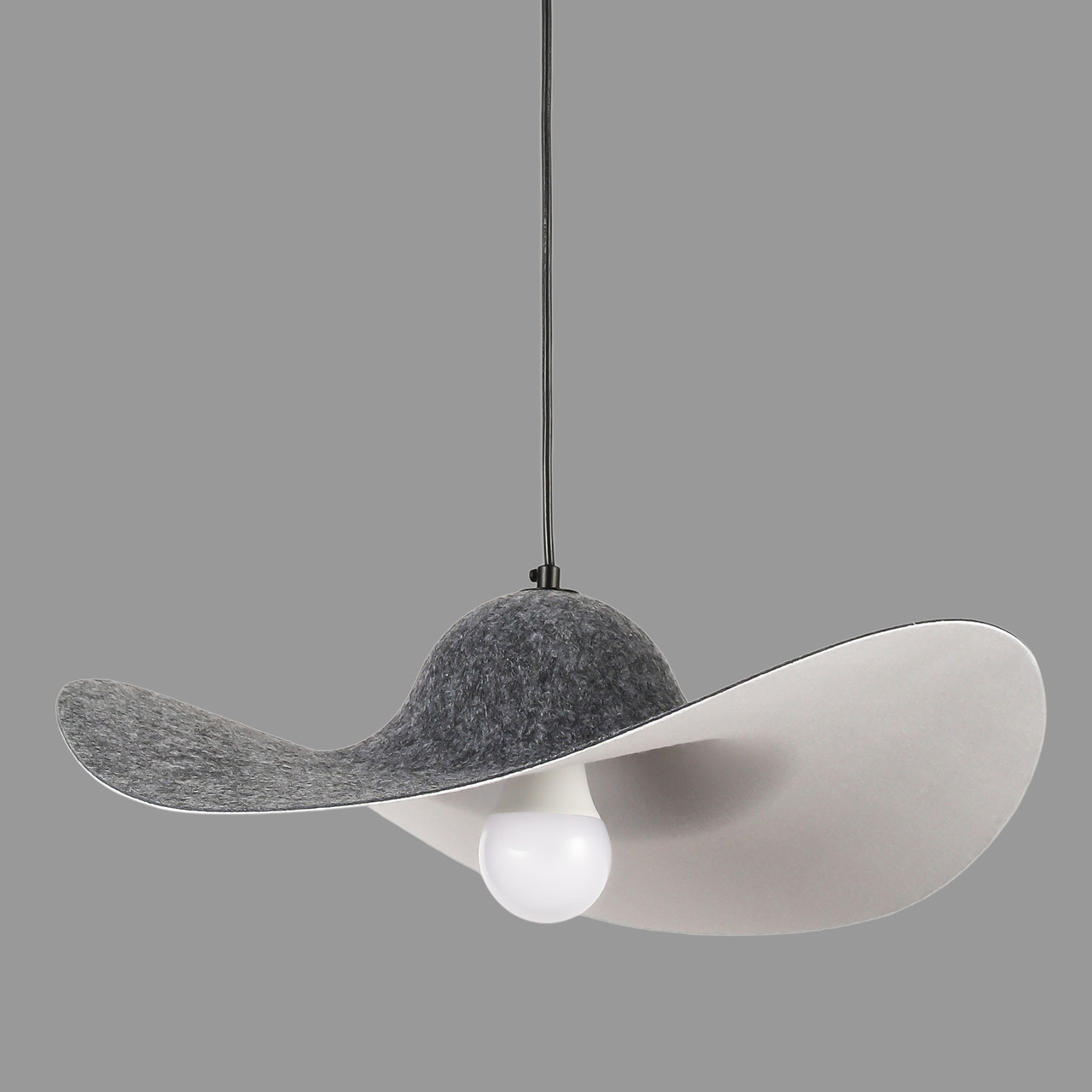 Дизайнерський підвіс-люстра "Капелюх" 50см із фетра в графітовому кольорі (805-1892-1)