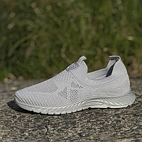 Мокасини жіночі літні сірі текстильні сліпони Мокасины женские летние серые тканевые слипоны (Код: 3416)