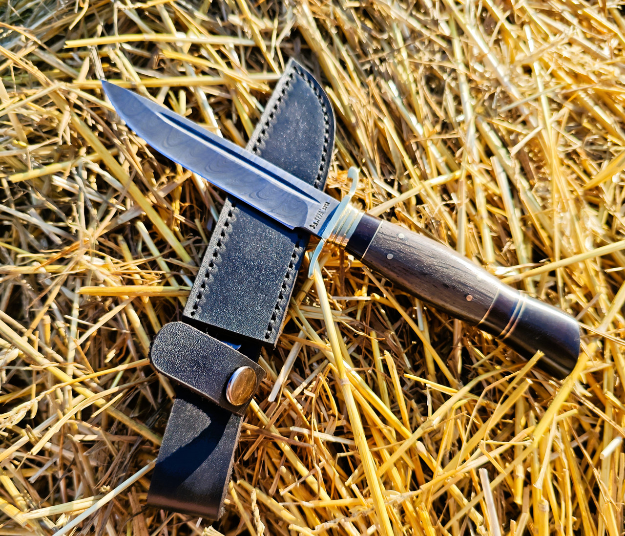 Ніж фінка з дамаської сталі НКВС-3 дуб ручна робота, фото 1