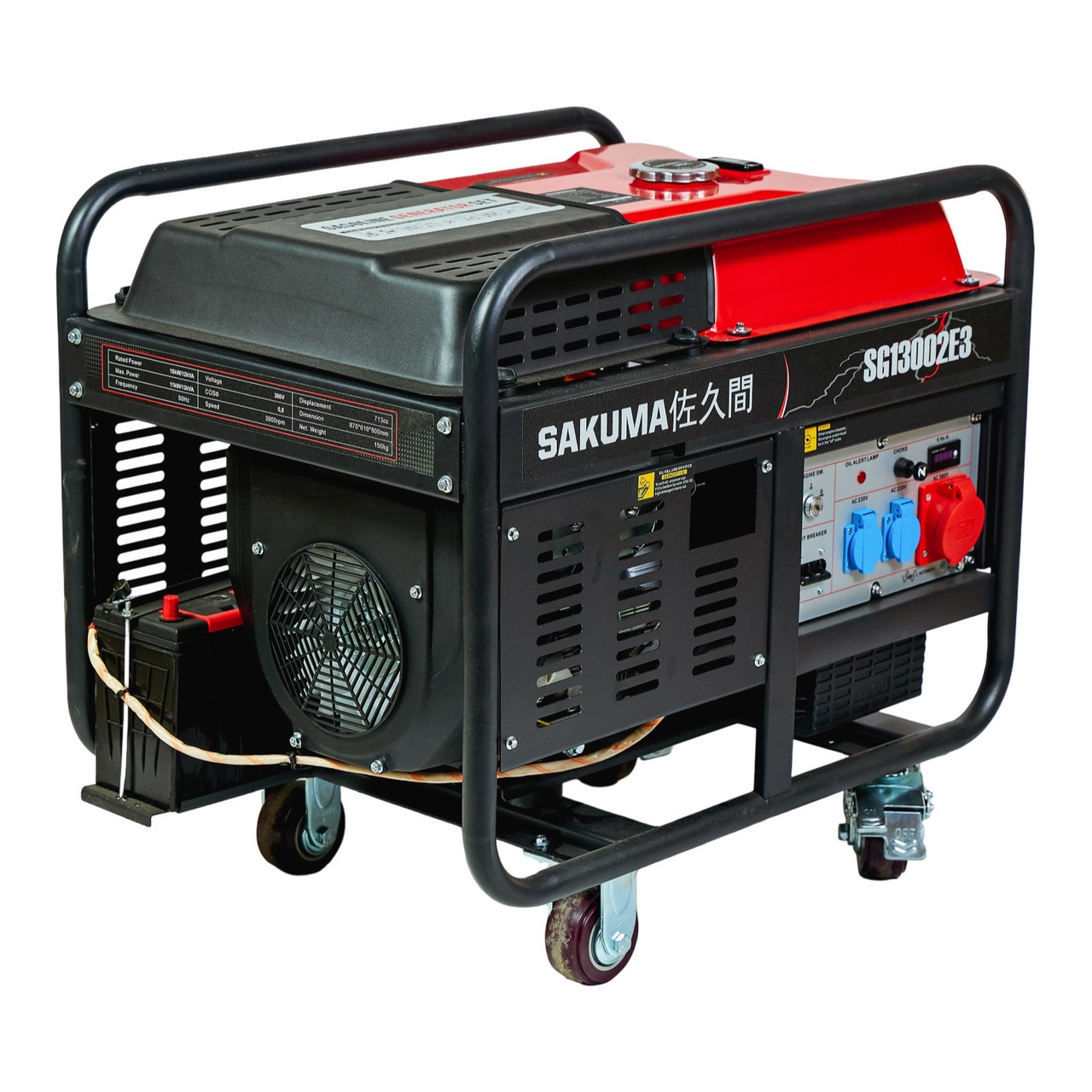 Генератор бензиновий SAKUMA SG13002E3 (13/12кВА, 380В, ел. стартер, двоциліндровий двигун SG2V80F. 713см3), фото 1