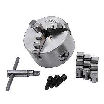 Токарний патрон К11-80, 3-х кулачковий, самоцентрувальний, 80 мм, зі зворотніми кулачками, фото 2