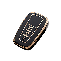 Чохол ключа Toyota чорний + золота окантовка (3 кнопки) TPU