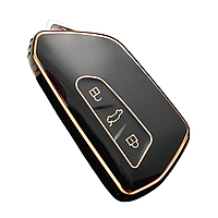 Чохол ключа Volkswagen Golf 8 (2020-2021р) чорний + золота окантовка TPU