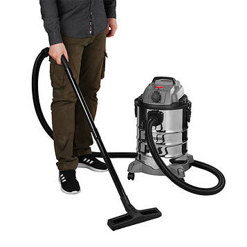 Пилосос промисловий 30 л, 1400 Вт, сухе, вологе прибирання, багаторазовий спонж-фільтр, фільтр-пакет INTERTOOL DT-1030