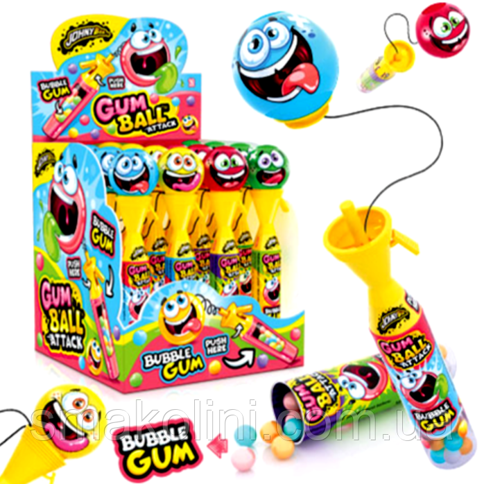 Іграшка з жуйками Цукерка JOHNY BEE ® Gumball Atack 16 шт, фото 1
