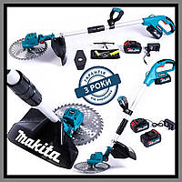 Профессиональная бесщеточная коса Makita DUR365ZLX 48 В с комплектом из 2-х аккумуляторов аккуратная обрезка без шума