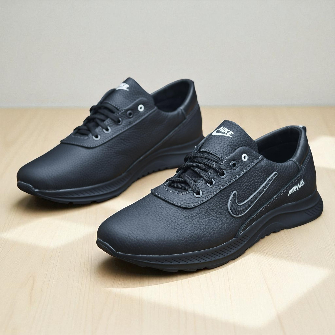 Чоловічі кросівки демісезонні великого розміру чорні шкіряні, батали, велетні для чоловіків весна осінь, розмір 46 47 48 49 50, фото 1