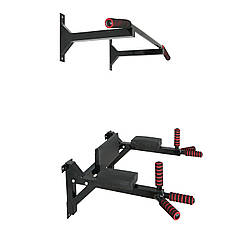 Турнік бруси прес стаціонарний 3 в 1 KZ-551 Спортивні стінки та турніки для дому Чорний, фото 3