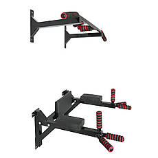 Турнік бруси прес стаціонарний 3 в 1 KZ-553 Спортивні стінки та турніки для дому Чорний, фото 3