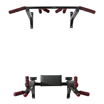 Турнік бруси прес стаціонарний 3 в 1 KZ-553 Спортивні стінки та турніки для дому Чорний, фото 2