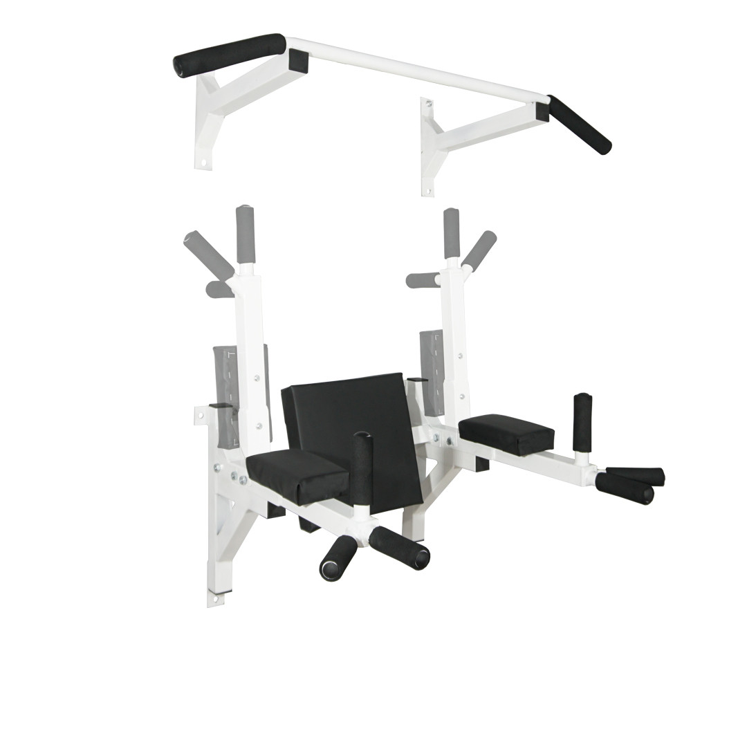 Турнік бруси прес стаціонарний 3 в 1 KZ-555 Спортивні стінки та турніки для дому Білий