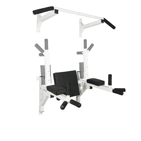 Турнік бруси прес стаціонарний 3 в 1 KZ-555 Спортивні стінки та турніки для дому Білий, фото 1