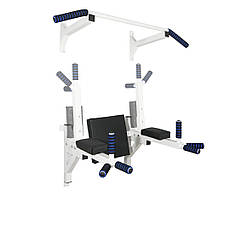 Турнік бруси прес стаціонарний 3 в 1 KZ-555 Спортивні стінки та турніки для дому Білий, фото 2