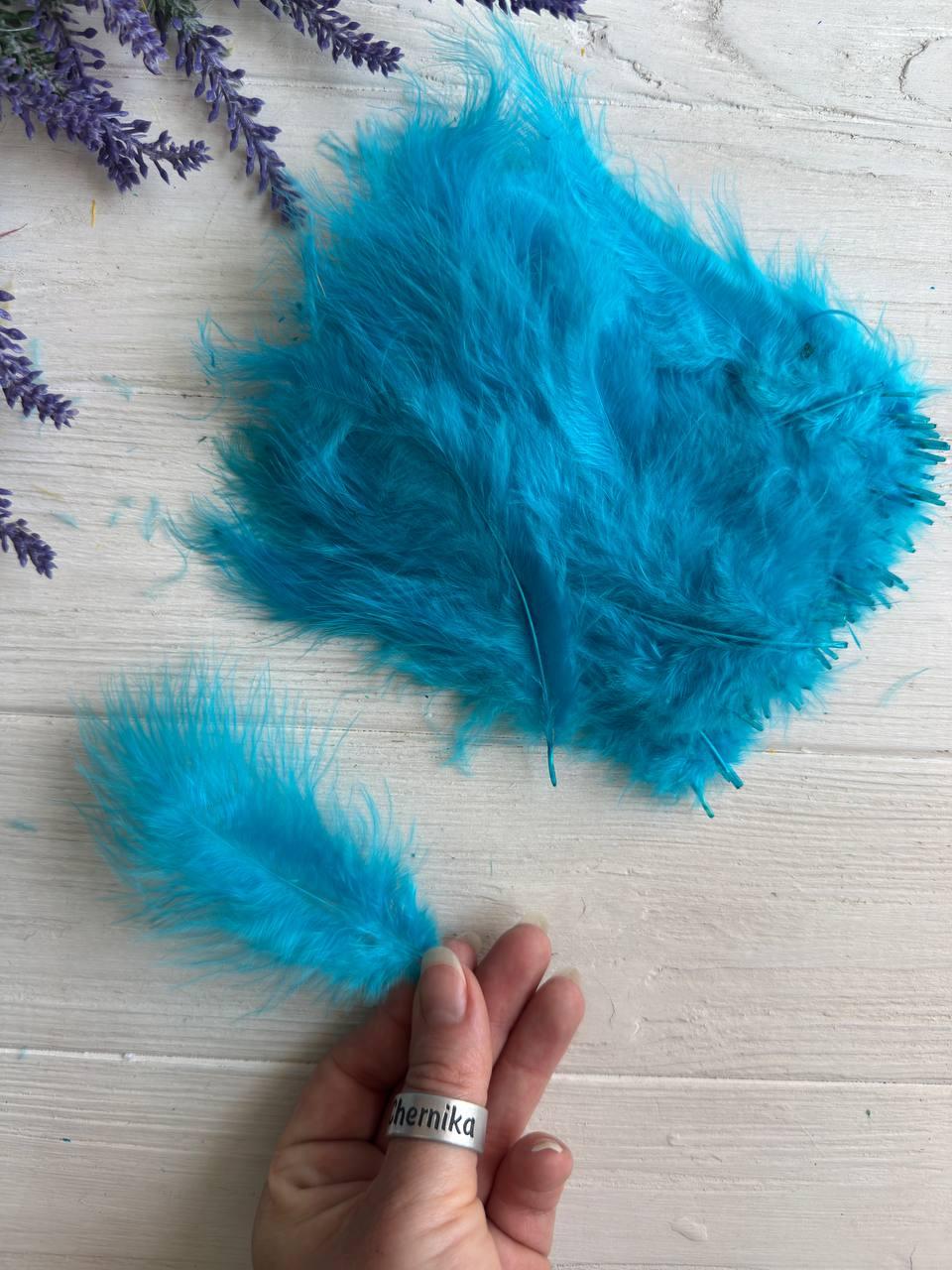 Пір'я курячі " Повітряні No 2", темно голубі 100 шт