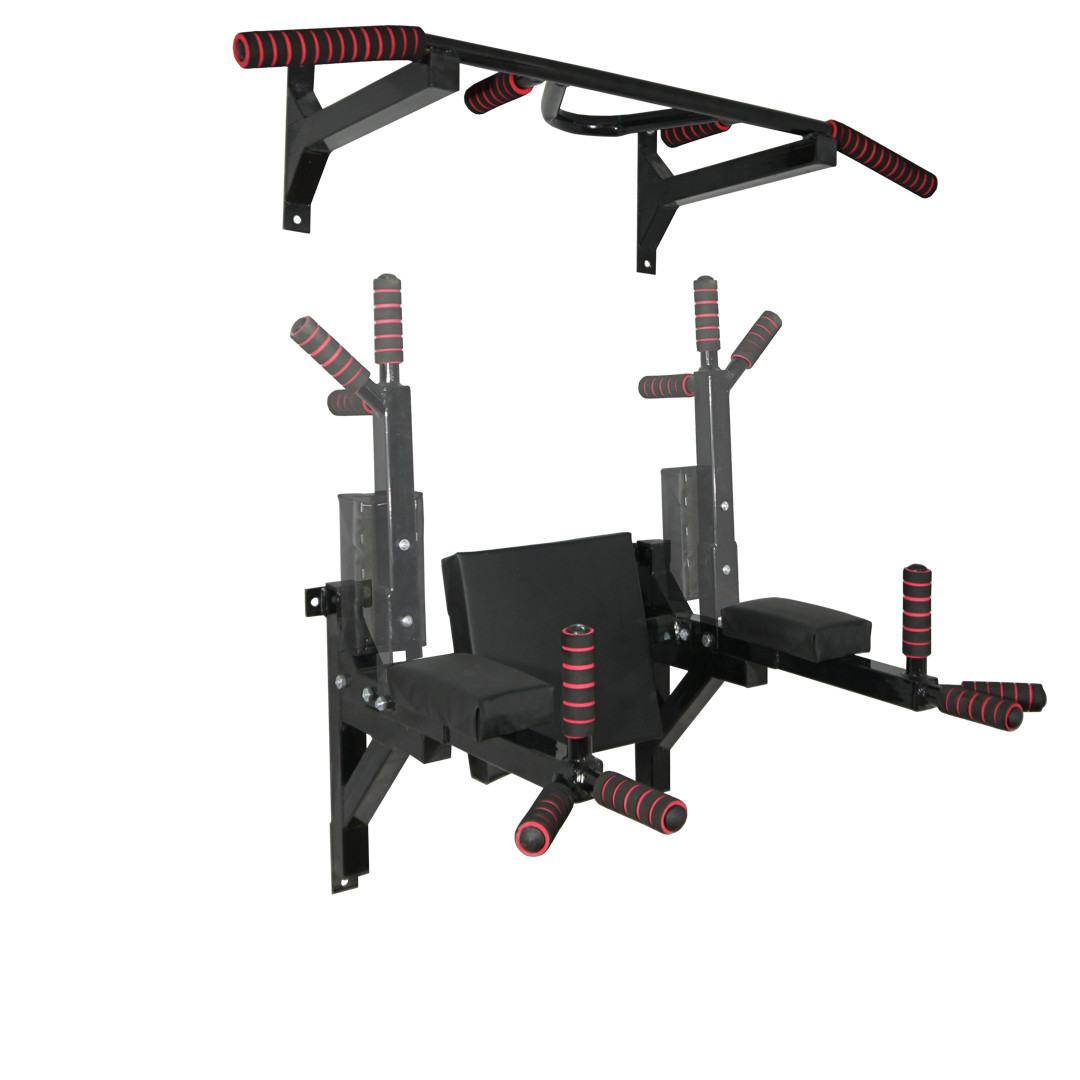 Турнік бруси прес стаціонарний 3 в 1 KZ-556 Спортивні стінки та турніки для дому Чорний