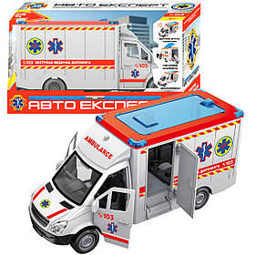 Машинка Швидка допомога укр мова інерція звук світло вірші пісні двері та дах відчиняються пластик 26,5*9*12см ( ТК-97569)