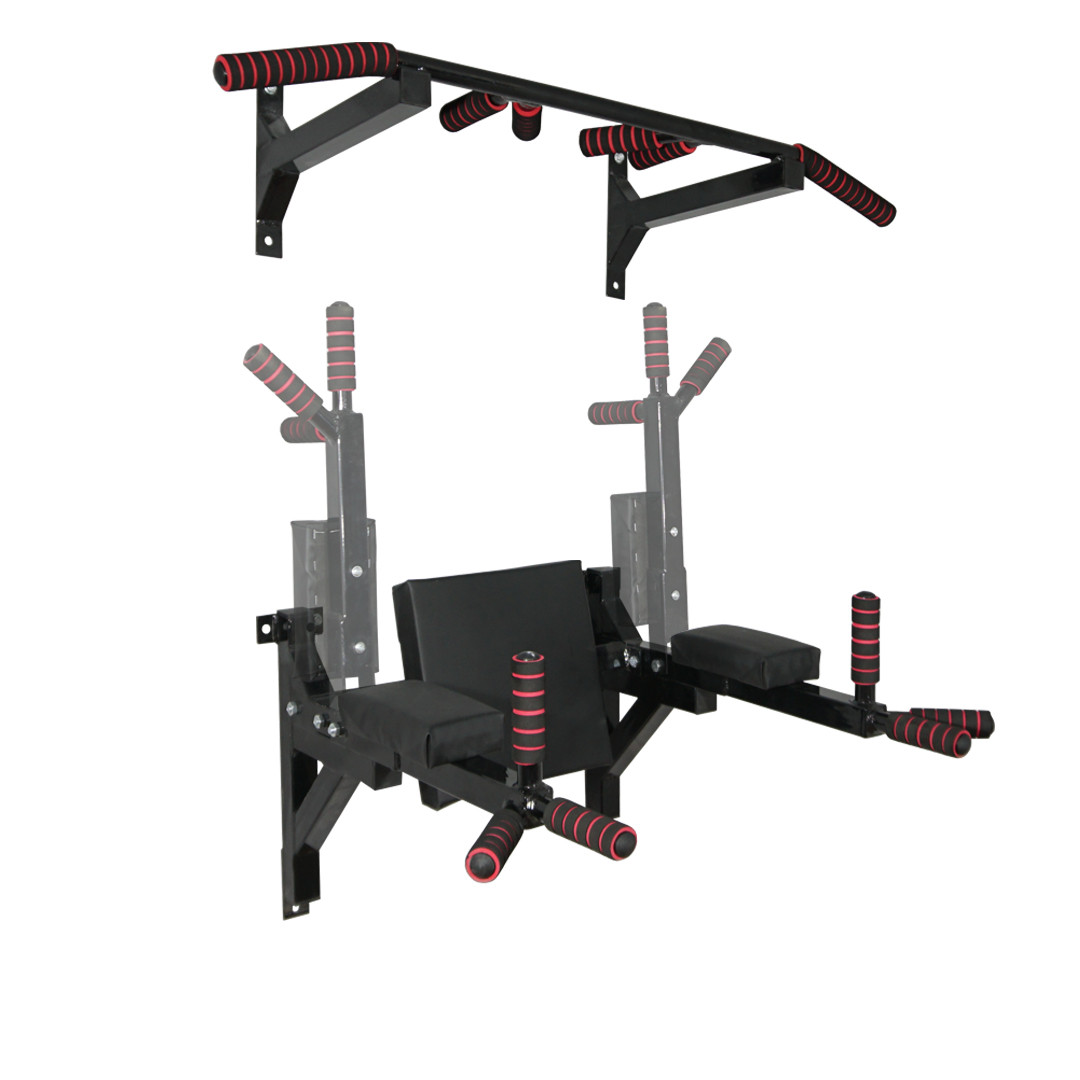 Турнік бруси прес стаціонарний 3 в 1 KZ-557 Спортивні стінки та турніки для дому Чорний