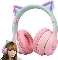 Бездротові Bluetooth навушники з котячими вушками та RGB підсвічуванням, накладні блютуз навушники