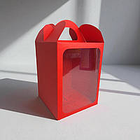 Коробки для паски, панетона, пряникового будиночка, подарунка (140х140х180мм.) червона