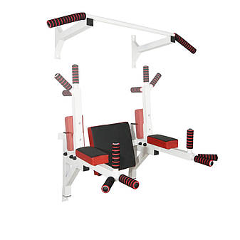 Турнік бруси прес стаціонарний 3 в 1 KZ-559 Спортивні стінки та турніки для дому Білий, фото 1