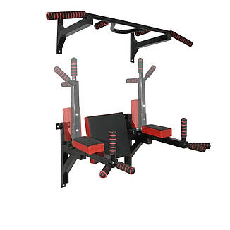 Турнік бруси прес стаціонарний 3 в 1 KZ-560 Спортивні стінки та турніки для дому Чорний, фото 1