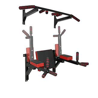 Турнік бруси прес стаціонарний 3 в 1 KZ-561 Спортивні стінки та турніки для дому Чорний, фото 1