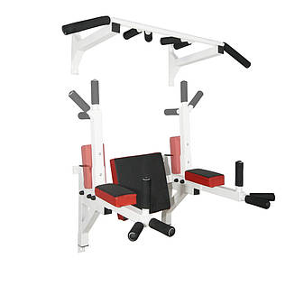 Турнік бруси прес стаціонарний 3 в 1 KZ-561 Спортивні стінки та турніки для дому Білий, фото 1