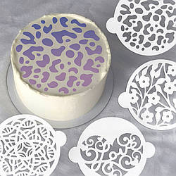 Круглі трафарети набір 4 шт, для Бенто тортів 100 мм (220х220) 0,5мм