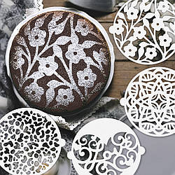 Круглі трафарети набір 4 шт, для тортів 200 мм (420х420) 0,5мм