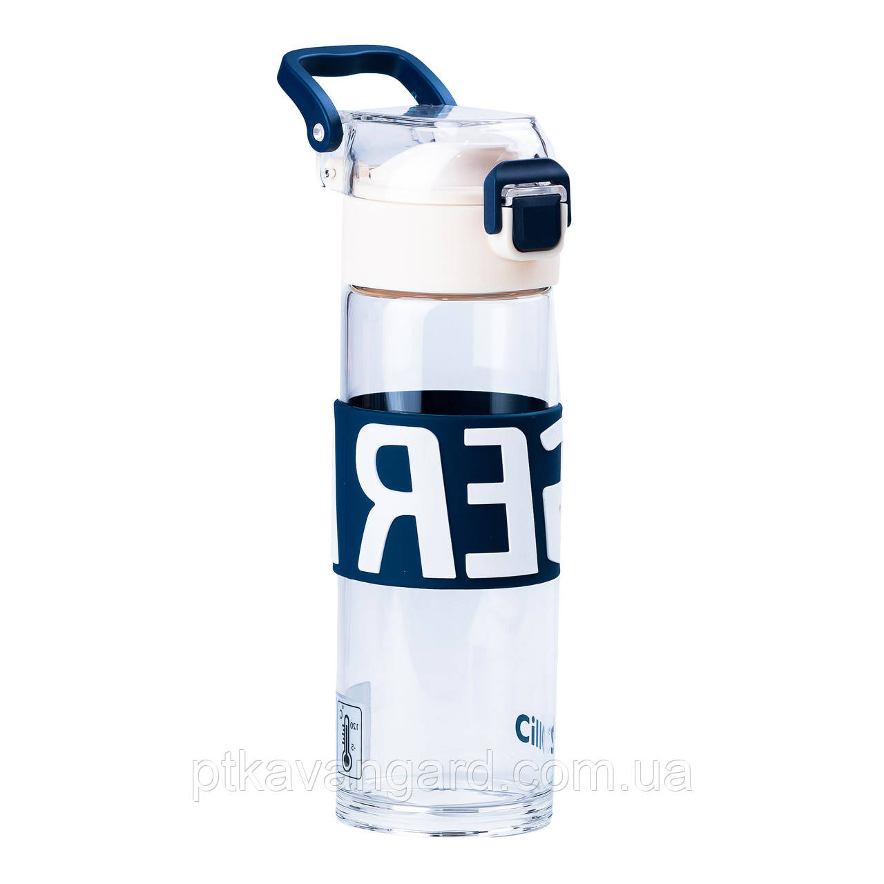 Пляшка для води 460 мл скляна з пластиковою кришкою Білий HP17299W, фото 1