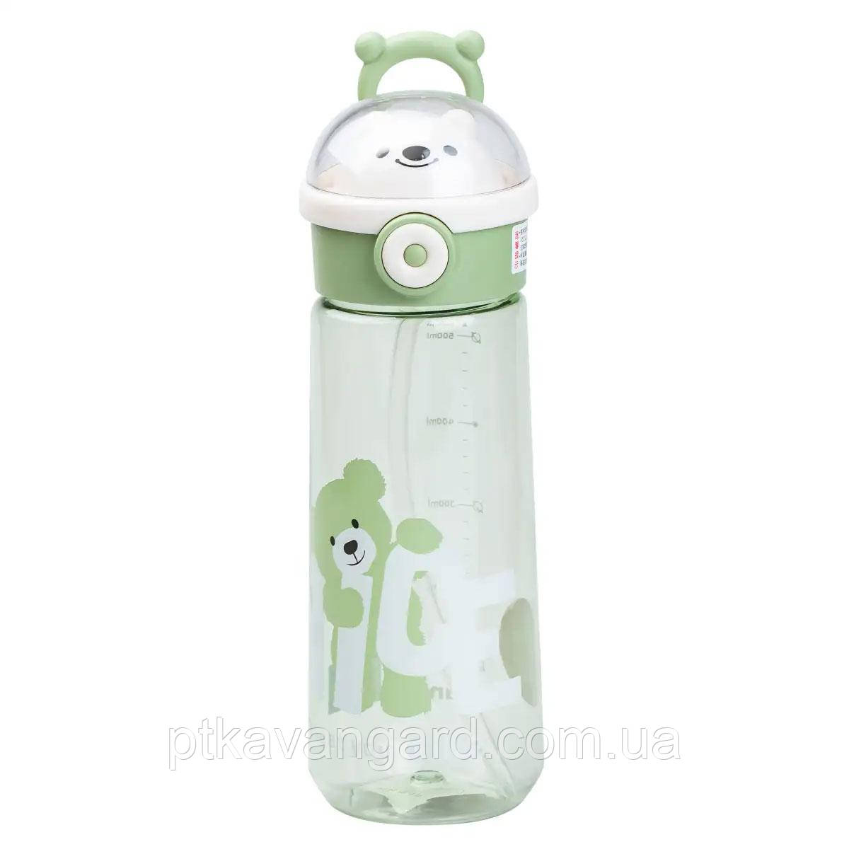 Пляшка для води 620 мл з трубочкою багаторазова Зелена HP17300GR, фото 1