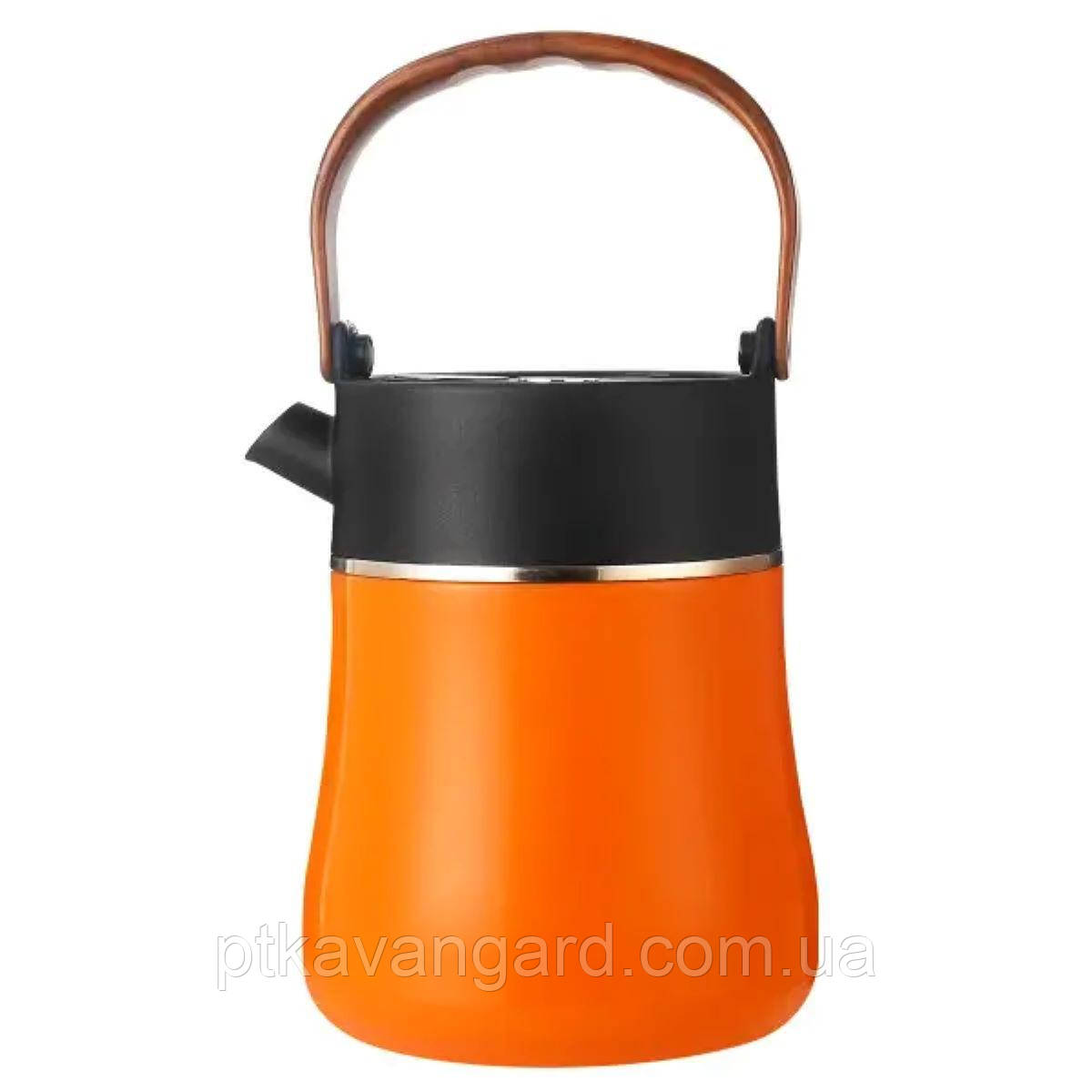 Чайник термос із датчиком температури та вакуумною ізоляцією 700 мл помаранчевий HP-14-22O, фото 1