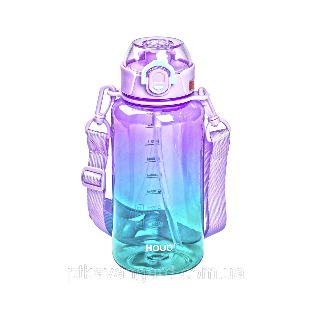 Пляшка для води 1 л пляшечка з мундштуком бузкова HP-14-31V, фото 1