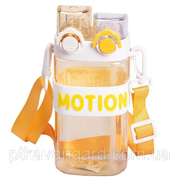 Пляшка для води з трубочкою 550 мл спортивна пластикова пляшка для тренувань Жовта HP-14-49Y, фото 1