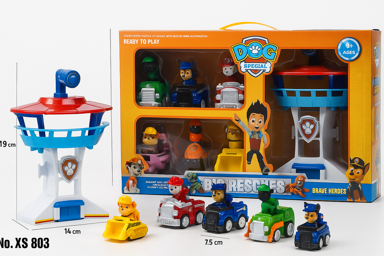 Набір Щенячий Патруль Велика База рятувальників з 6 щенятами, машинками та вежею, фото 1