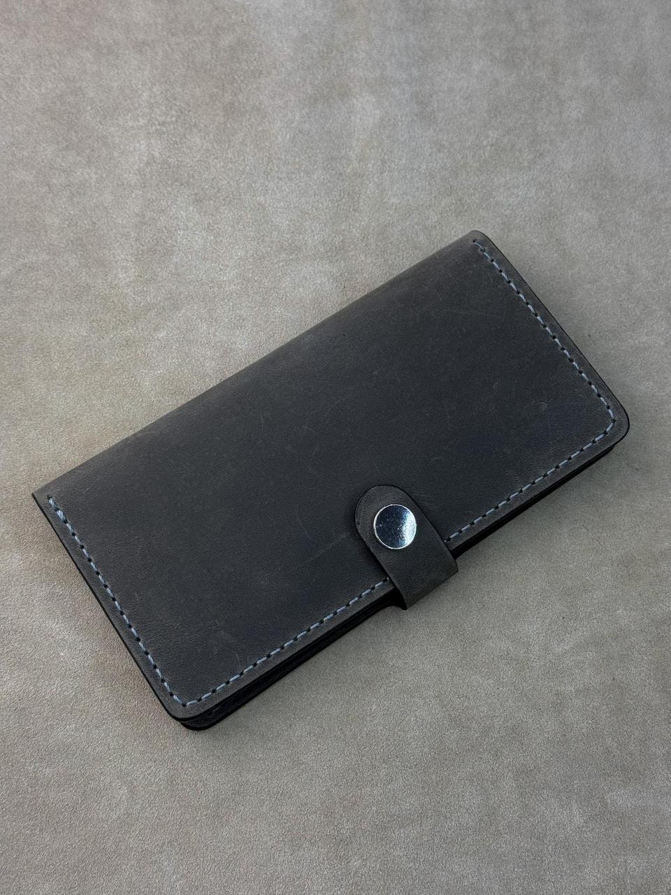 Чоловіче портмоне РУЧНОЇ РОБОТИ з натуральної шкіри Crazy Horse SG013 (сірий), фото 1