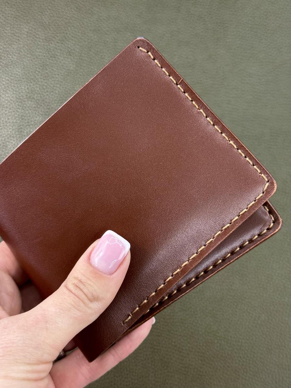 Чоловічий гаманець-біфолд РУЧНОЇ РОБОТИ з натуральної шкіри SG004 (коричневий), фото 1
