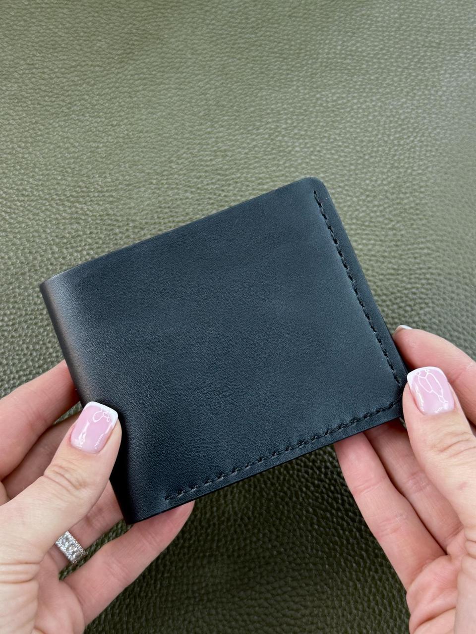 Чоловічий гаманець-біфолд РУЧНОЇ РОБОТИ з натуральної шкіри SG003 (чорний), фото 1