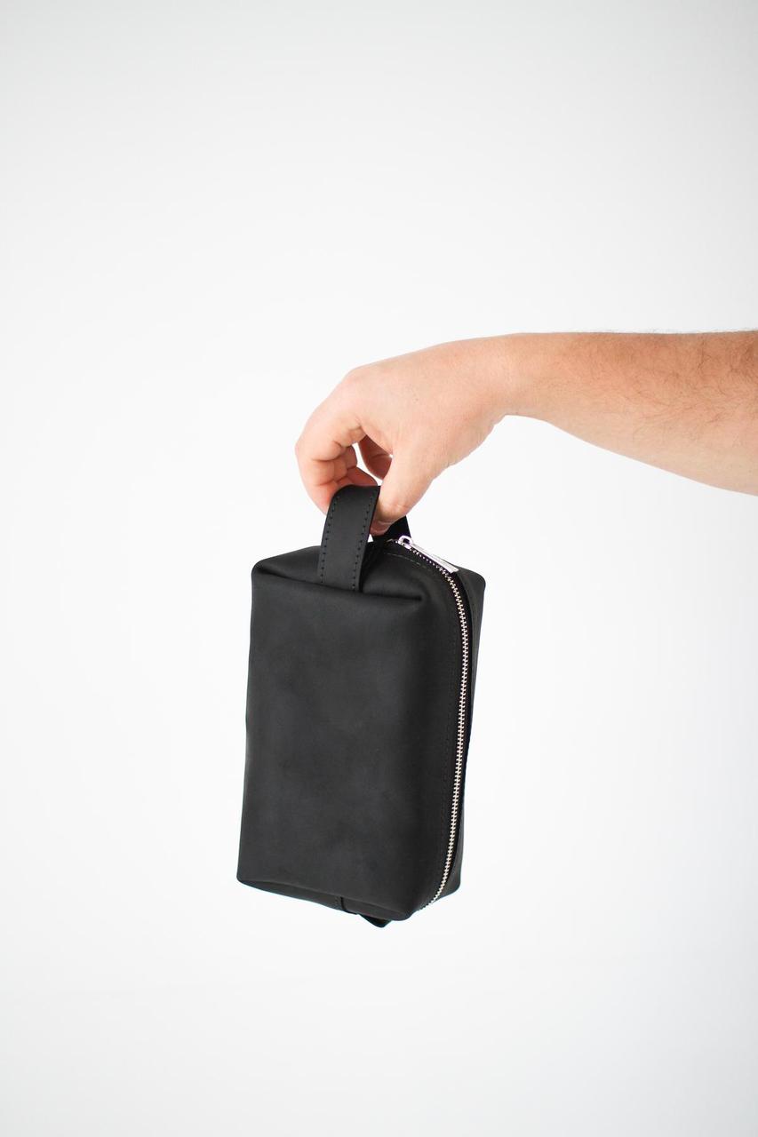 Чоловічий несер, косметичка з натуральної шкіри (чорний), фото 1