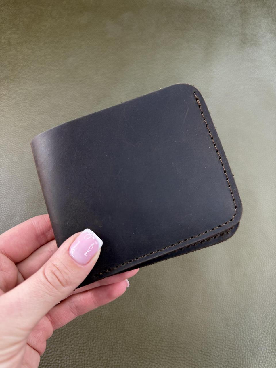 Чоловічий гаманець-біфолд із натуральної шкіри SD007 (темно коричневий), фото 1